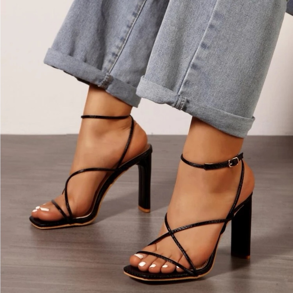 Elegant Black Strappy Heels